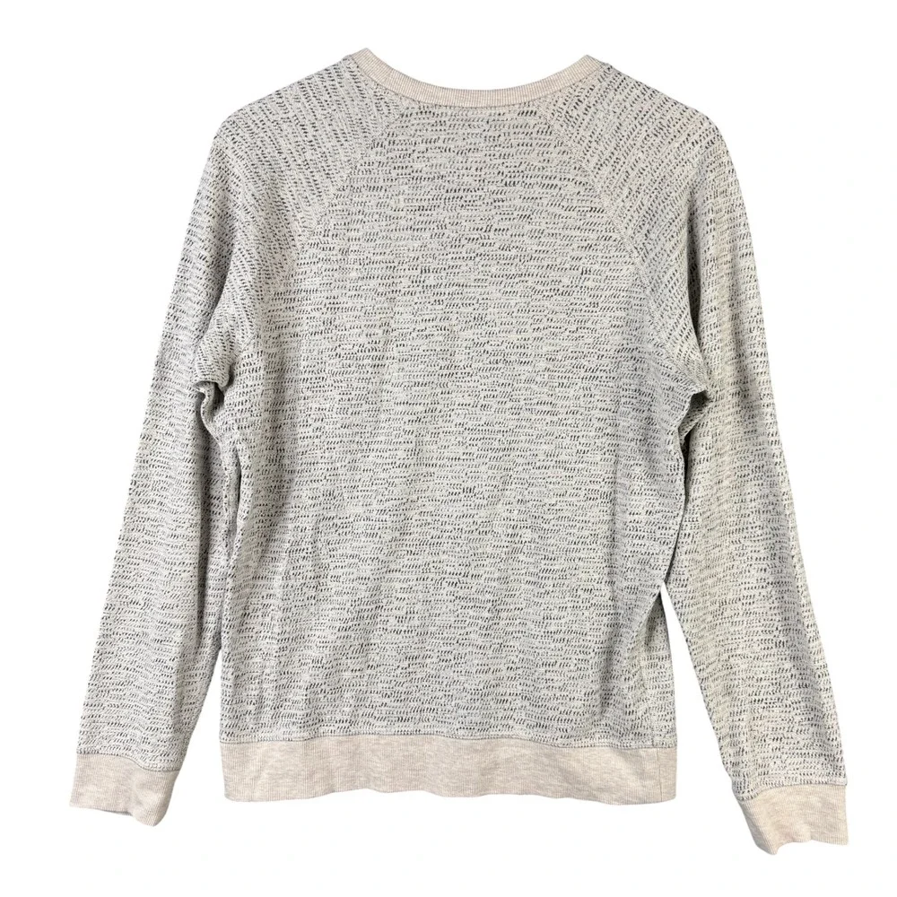 Marine Layer Mens Small Textured Raglan Crewneck Sweatshirt Cream Blue 18693